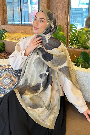 Lamelif Yaprak Desen Bambu Şal Mint Yeşili