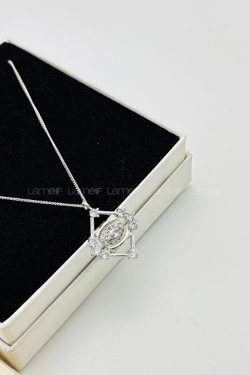 Lamelif Gümüş Kristal Taşlı Zirkon Tasarım Kolye