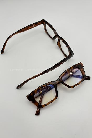 Lamelif Belis Leopar Çerçeve Şeffaf Gözlük