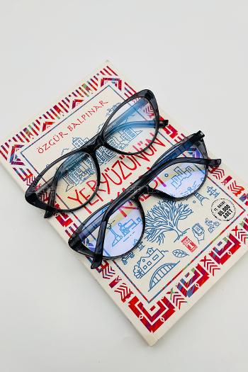 Lamelif Cat Eyes Füme Çerçeve Şeffaf Gözlük