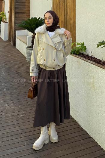 Stone Long Arm Elastan Polyester Trench Coat