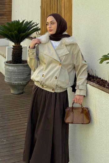 Stone Long Arm Elastan Polyester Trench Coat