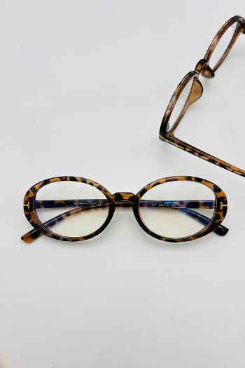 Lamelif Pinto Leopar Çerçeve Şeffaf İmaj Gözlük