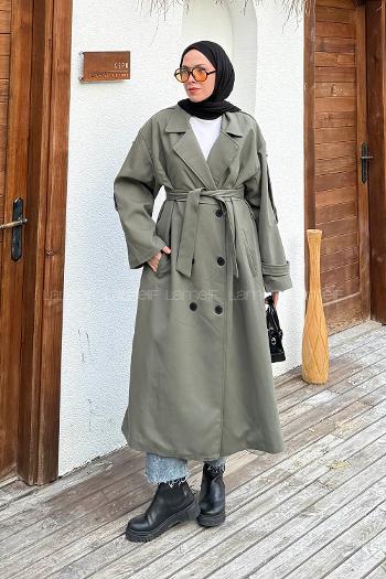 Khaki Long Arm Cotton Trench Coat