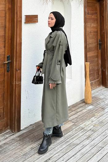 Khaki Long Arm Cotton Trench Coat