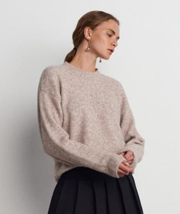 Lamelif Dilvin Bisiklet Yaka Yumuşak Dokulu Triko Kazak Koyu Bej