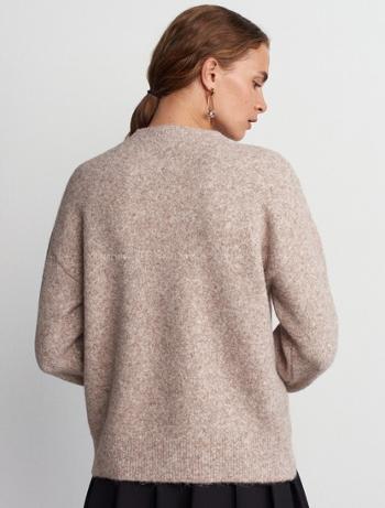 Lamelif Dilvin Bisiklet Yaka Yumuşak Dokulu Triko Kazak Koyu Bej