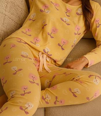 Lamelif  Tatlı Uykular Pijama Takımı Krem