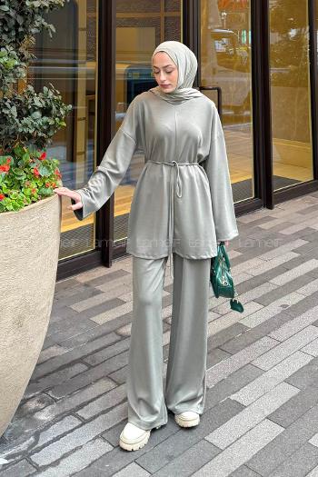 Lamelif Yırtmaçlı İkili Takım Haki