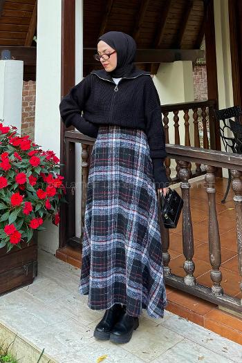 Lamelif Fermuarlı Triko Hırka Siyah