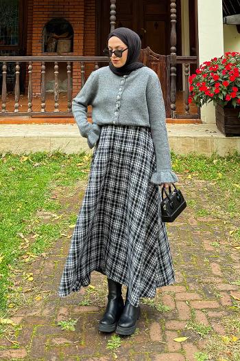 Gray Crew Neck Long Arm Acrylic Cotton Fabric Cardigan