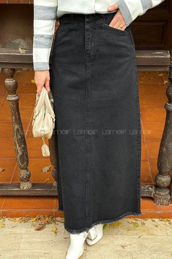 Smoked Denim Straight Skirt Skirt
