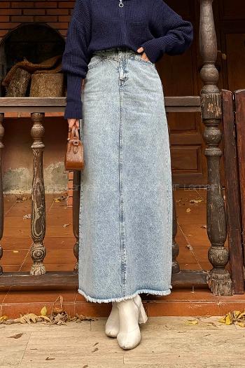 Blue-1 Denim Straight Skirt Skirt