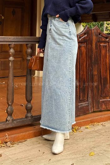 Blue-1 Denim Straight Skirt Skirt