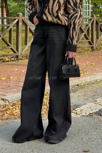 Lamelif Bol Paça Pantolon Füme Yıkama