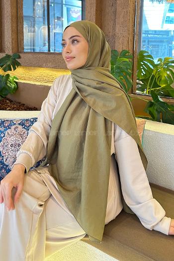 Lamelif Brisa Vual Şal Asker Yeşili