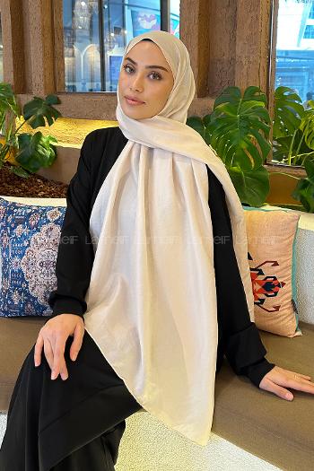Ecru Viscose Fabric Straight Shawl