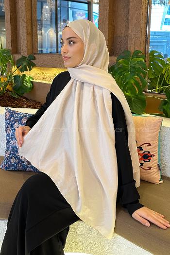 Ecru Viscose Fabric Straight Shawl
