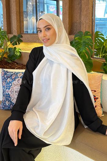 Off White Viscose Fabric Straight Shawl
