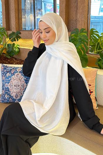 Off White Viscose Fabric Straight Shawl