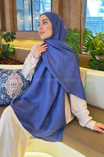 Lamelif Brisa Vual Şal Kot Mavisi