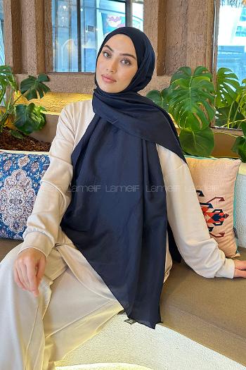 Navy Blue Viscose Fabric Straight Shawl