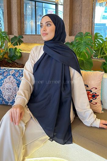 Navy Blue Viscose Fabric Straight Shawl