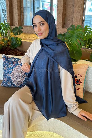 Navy Blue Viscose Fabric Straight Printed Shawl