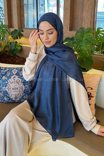 Navy Blue Viscose Fabric Straight Printed Shawl