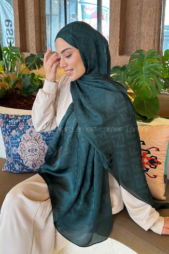 Lamelif F Desen Janjan Jakar Şal Zümrüt Yeşili