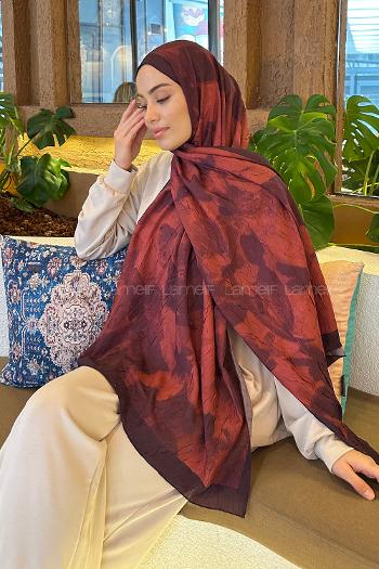 Claret Red Cotton Fabric Flowering Shawl