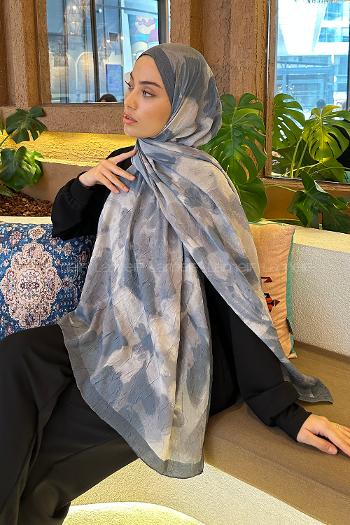 Lamelif Flora Garden Desen Bambu Şal Gri