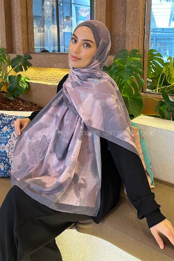 Lamelif Flora Garden Desen Bambu Şal Gül Kurusu