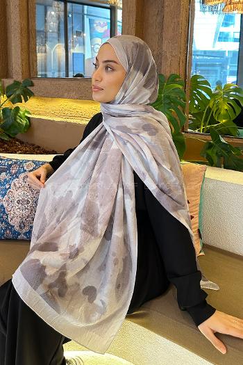 Silver Cotton Fabric Flowering Shawl