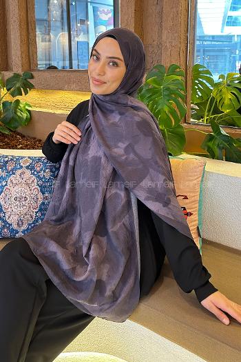 Dark Purple Cotton Fabric Flowering Shawl