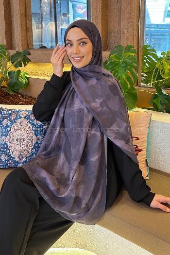 Dark Purple Cotton Fabric Flowering Shawl