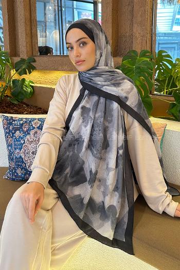 Lamelif Flora Garden Desen Bambu Şal Siyah