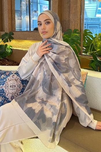 Stone Cotton Fabric Flowering Shawl