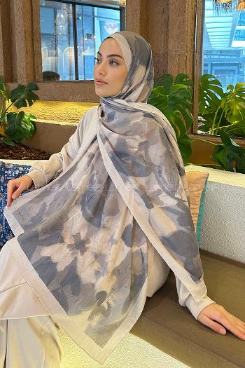 Stone Cotton Fabric Flowering Shawl