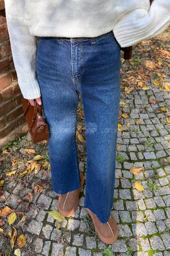 Blue-1 Cotton Denim Elastan High Waist Pants