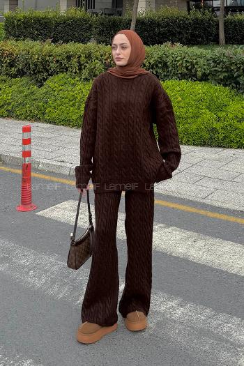 Lamelif Örgülü Şardonlu Takım Acı Kahve