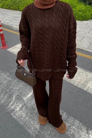 Lamelif Örgülü Şardonlu Takım Acı Kahve