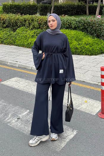 Anthracite Crew Neck Long Arm Cotton Regular Trousers Comfortable Suit