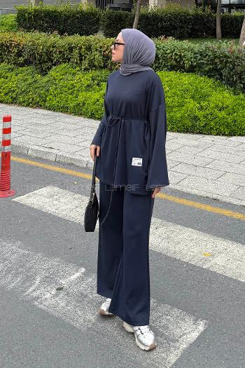 Anthracite Crew Neck Long Arm Cotton Regular Trousers Comfortable Suit