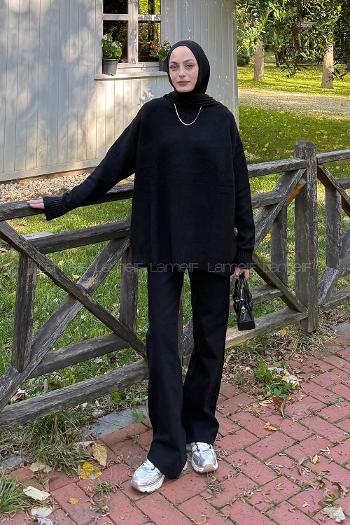 Black Crew Neck Long Arm Jumper