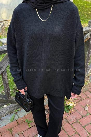 Black Crew Neck Long Arm Jumper