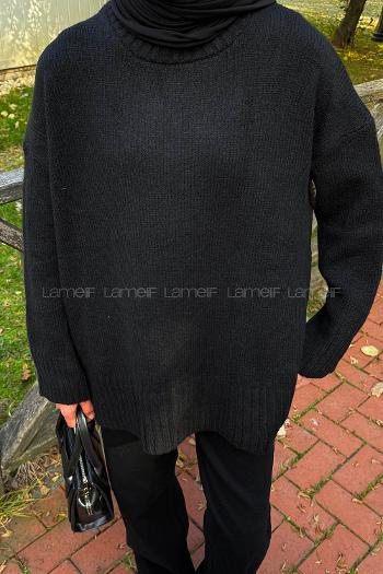 Black Crew Neck Long Arm Jumper
