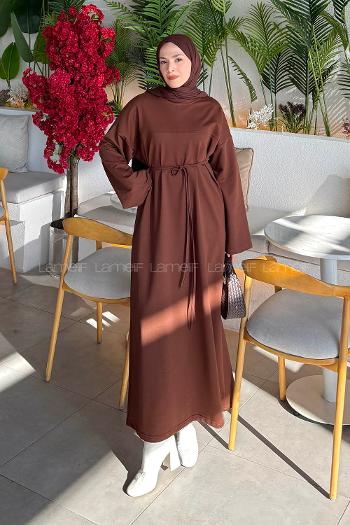 Bitter Brown Crew Neck Cotton Lycra Dresess