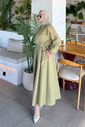 Plum Green Shirt Collar Long Arm Cotton Flare Suit