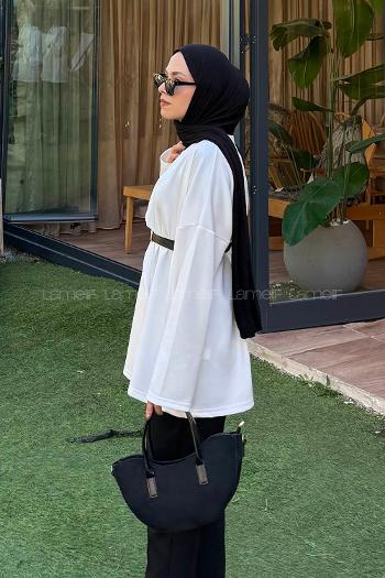 White V Neck Long Arm Polyester Cardigan